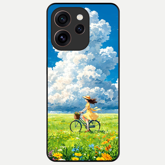  Breezy Meadow Ride Glass Case For Oppo Reno 15 Pro back cover – full design glossy printed glass finish