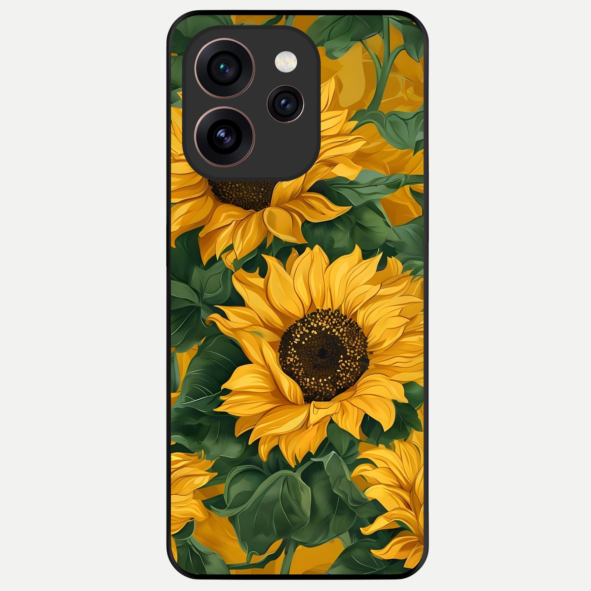  Bright Sunflower Bloom Glass Case For Oppo Reno 15 Pro back cover – full design glossy printed glass finish