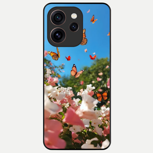  Butterflies In Bloom Sky Glass Case For Oppo Reno 15 Pro back cover – full design glossy printed glass finish