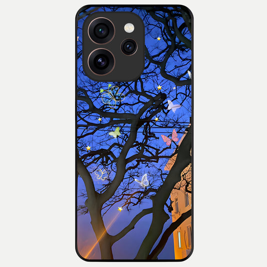  Butterfly Night Magic Glass Case For Oppo Reno 15 Pro back cover – full design glossy printed glass finish