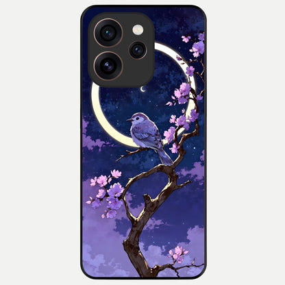  Celestial Bird Blossom Glass Case For Oppo Reno 15 Pro back cover – full design glossy printed glass finish