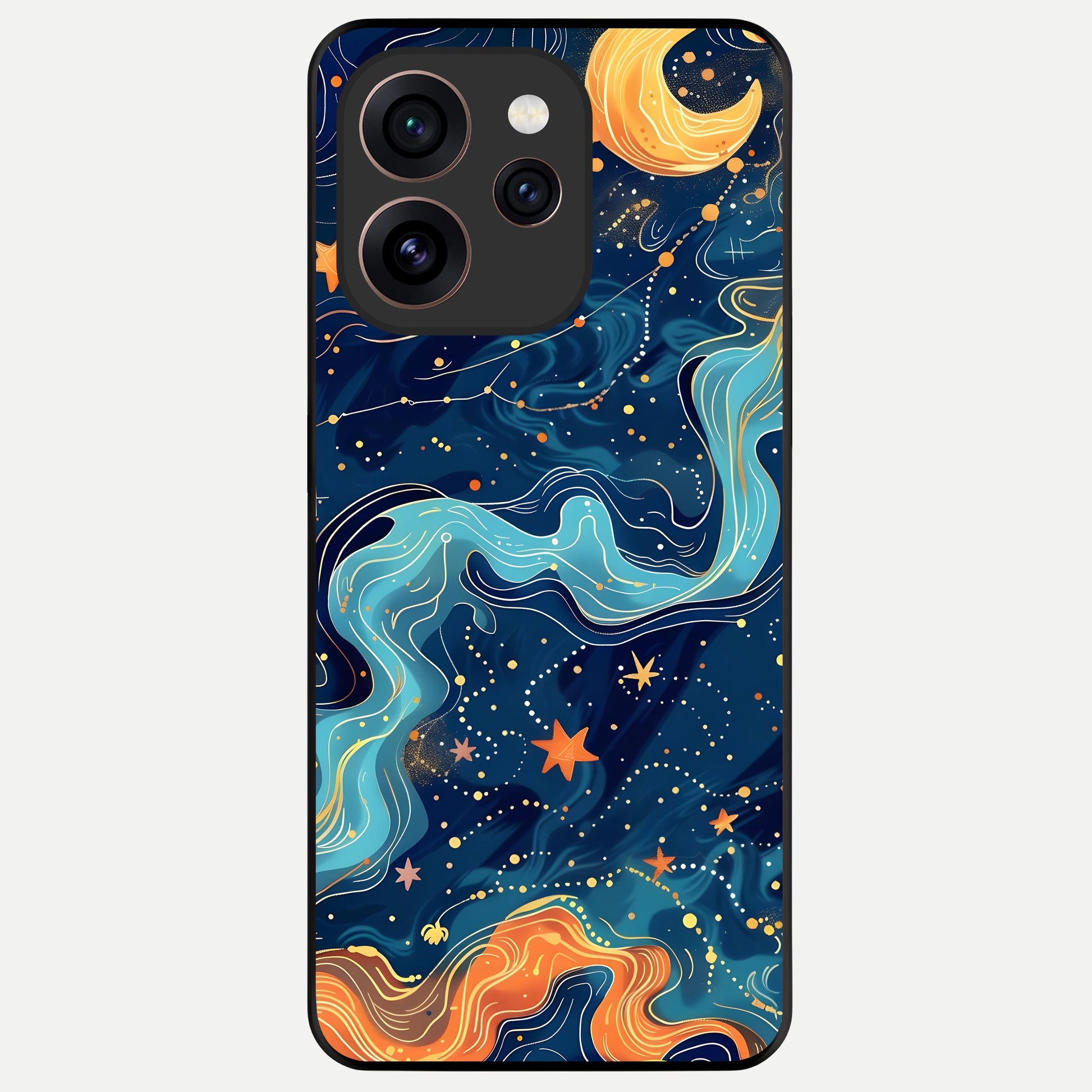  Celestial Dream Flow Glass Case For Oppo Reno 15 Pro back cover – full design glossy printed glass finish