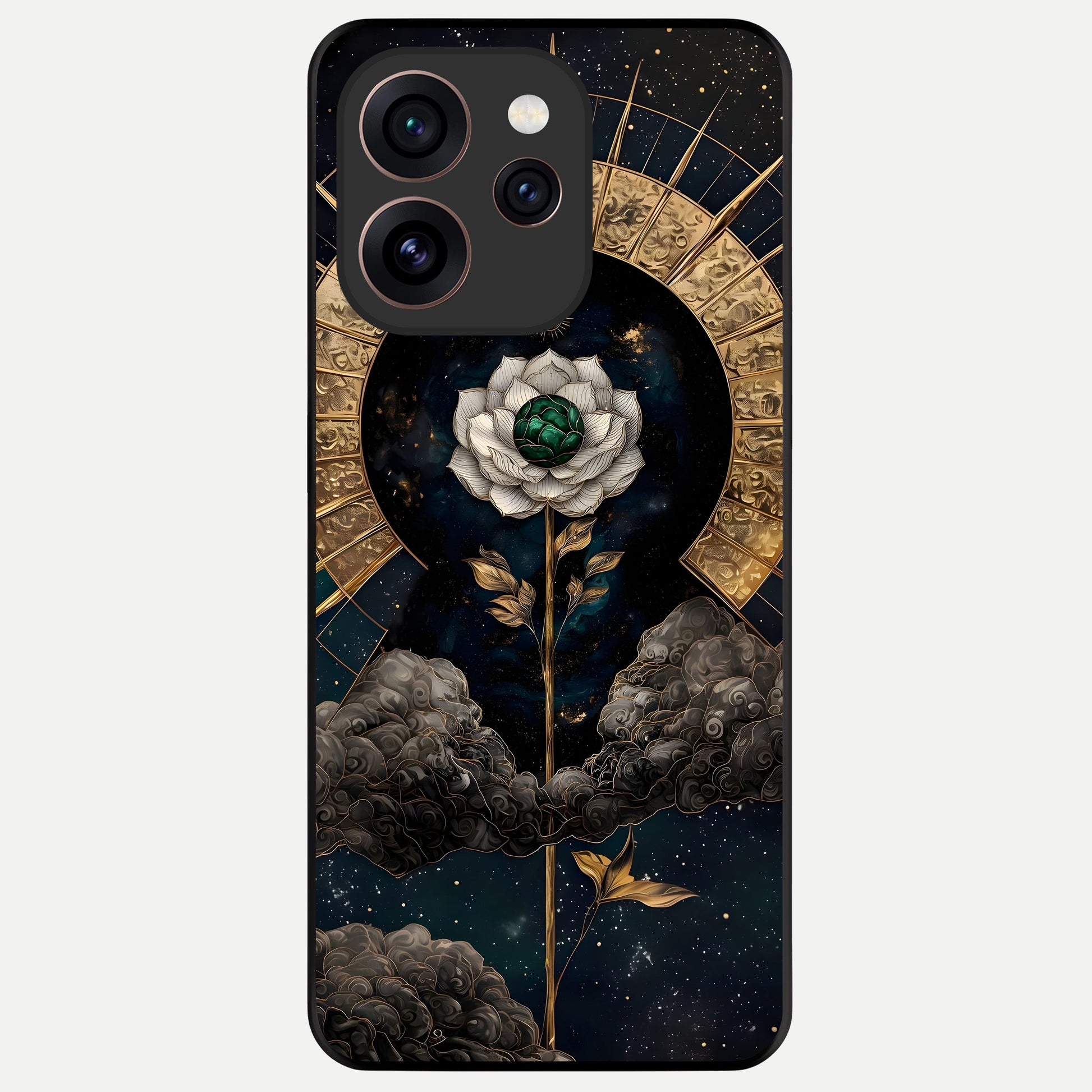  Celestial Lotus Morang Glass Case For Oppo Reno 15 Pro back cover – full design glossy printed glass finish