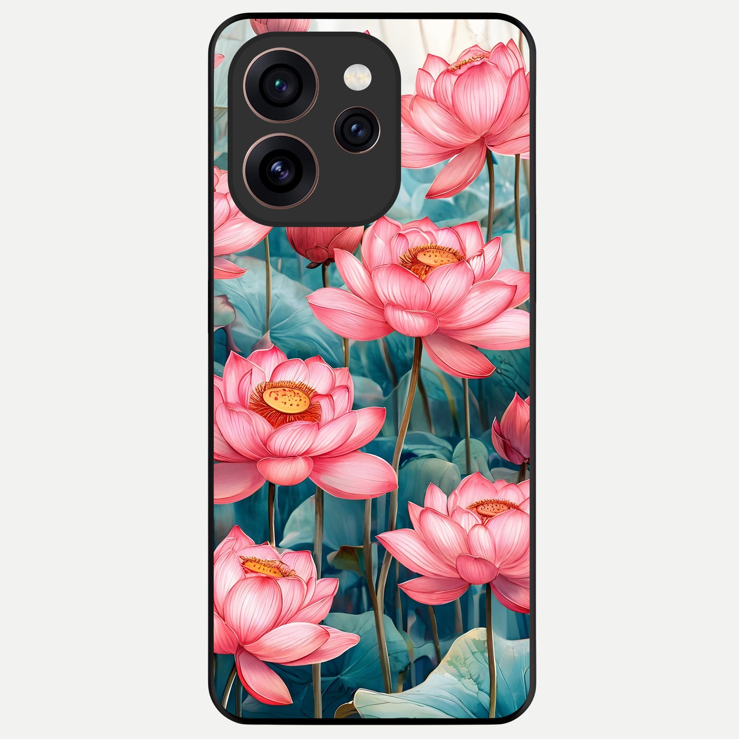  Celestial Pink Lotus Glass Case For Oppo Reno 15 Pro back cover – full design glossy printed glass finish