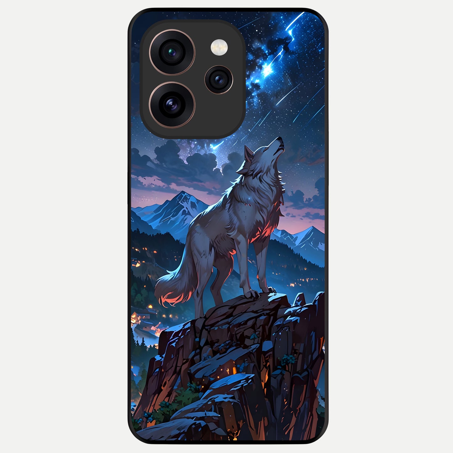  Celestial Wolf Howl Glass Case For Oppo Reno 15 Pro back cover – full design glossy printed glass finish