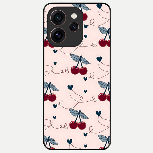  Cherry Heart Line Glass Case For Oppo Reno 15 Pro back cover – full design glossy printed glass finish