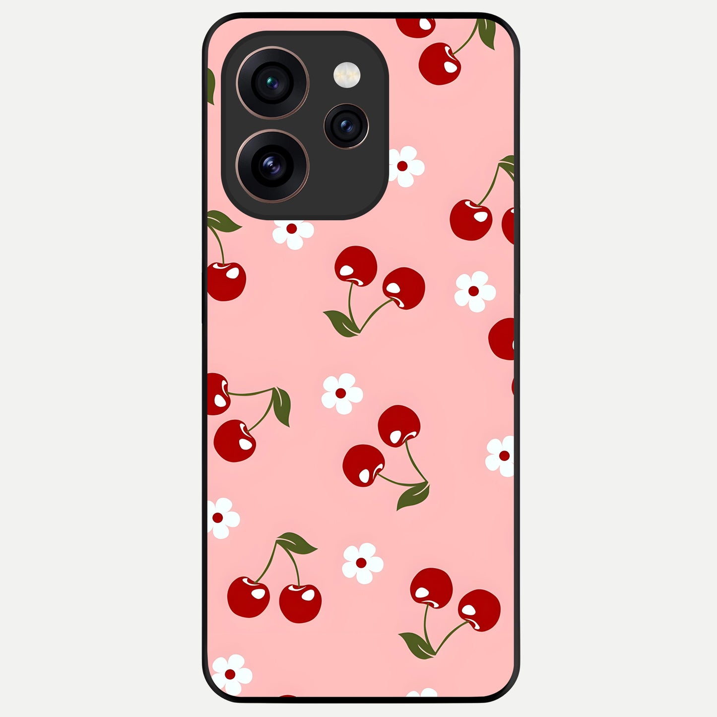  Cherry Love Mood Glass Case For Oppo Reno 15 Pro back cover – full design glossy printed glass finish