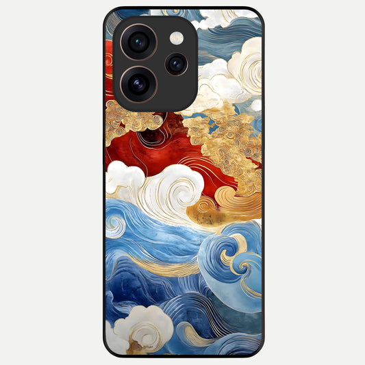  Colored Waves Glass Case For Oppo Reno 15 Pro back cover – full design glossy printed glass finish
