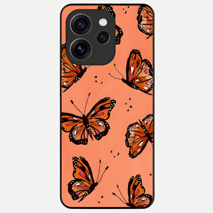 Coral Wing Butterfly Glass Case For Oppo Reno 15 Pro back cover – full design glossy printed glass finish