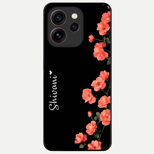  Crimson Bloom Grace Custom Name Glass Case For Oppo Reno 15 Pro back cover – full design glossy printed glass finish