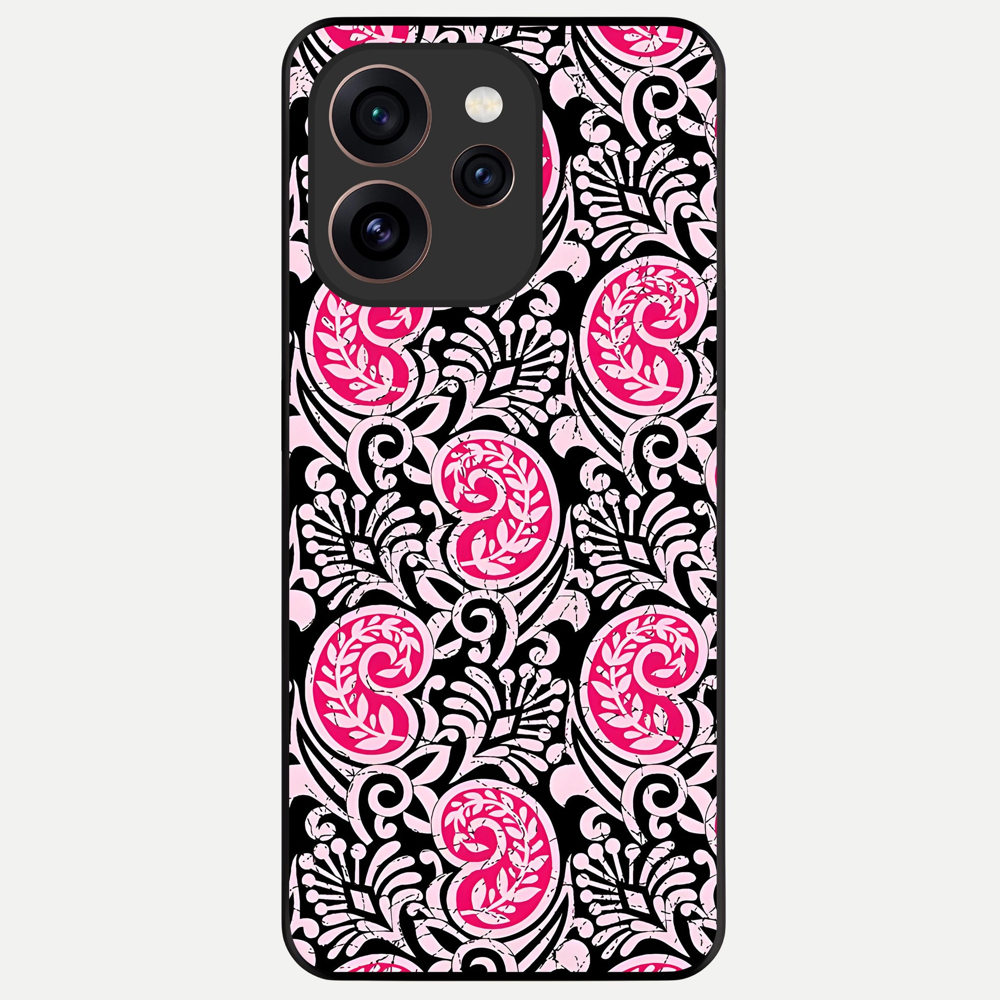  Crimson Paisley Charm Glass Case For Oppo Reno 15 Pro back cover – full design glossy printed glass finish