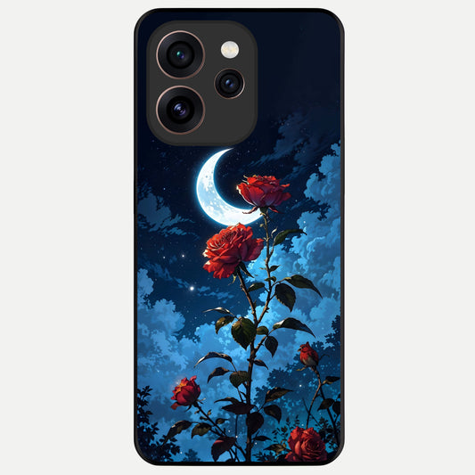  Crimson Rose Moon Glass Case For Oppo Reno 15 Pro back cover – full design glossy printed glass finish