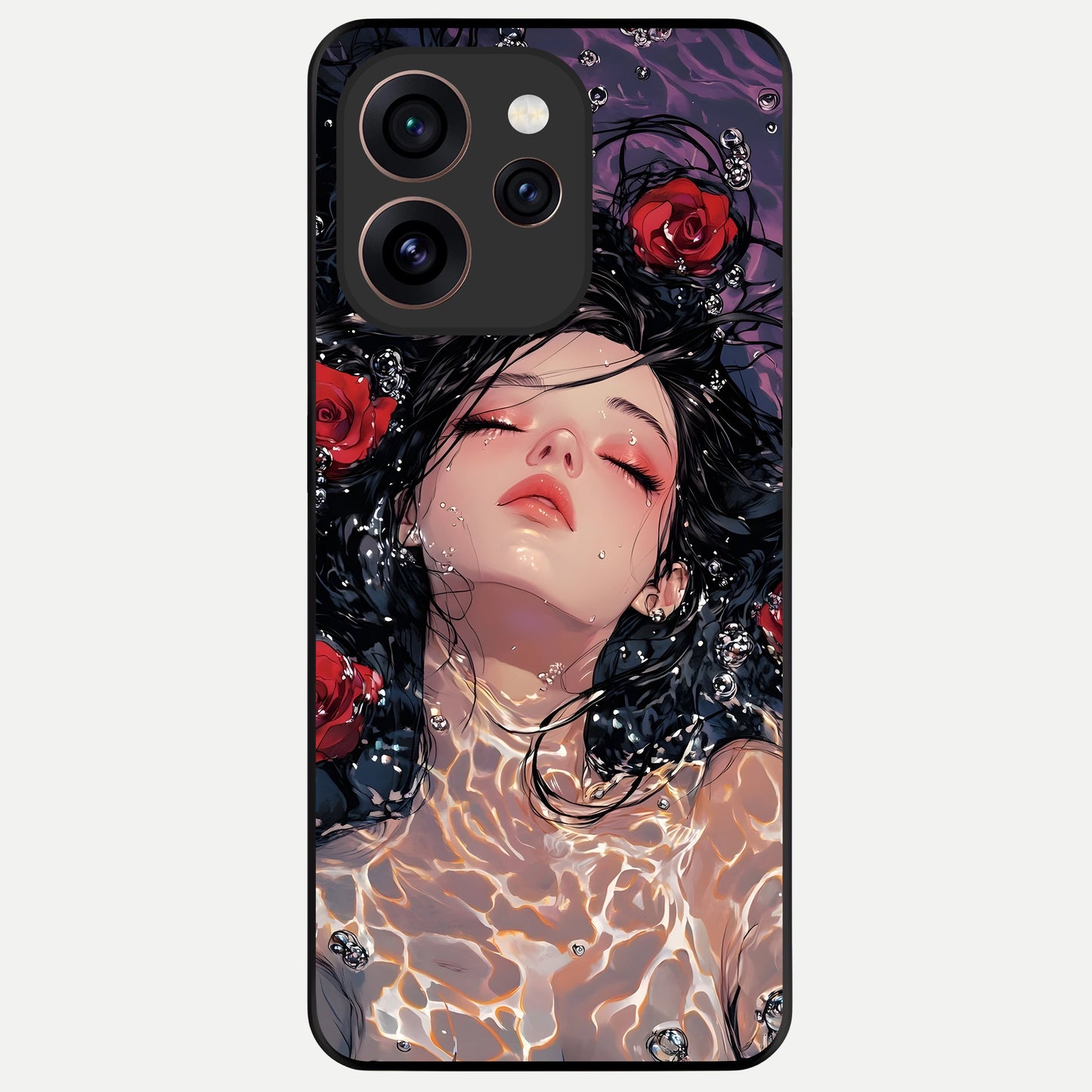  Crimson Rose Serenity Glass Case For Oppo Reno 15 Pro back cover – full design glossy printed glass finish