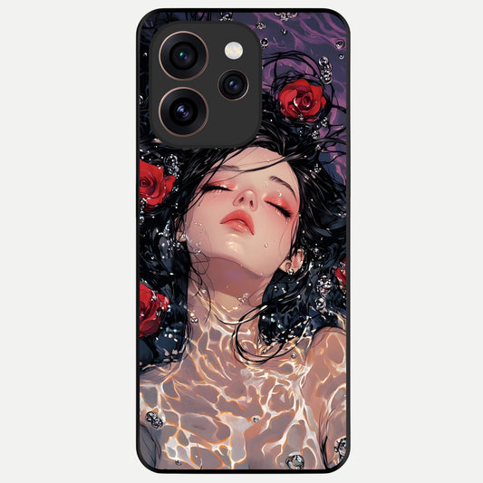  Crimson Rose Serenity Glass Case For Oppo Reno 15 Pro back cover – full design glossy printed glass finish