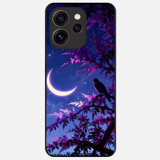  Crow And Moon Scenery Glass Case For Oppo Reno 15 Pro back cover – full design glossy printed glass finish