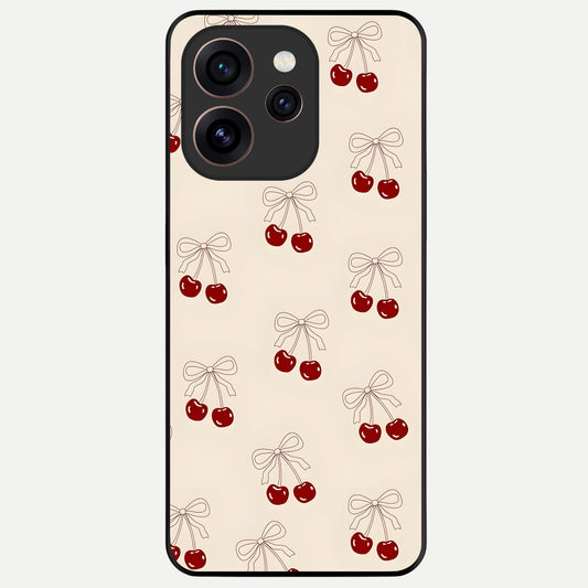  Cute Cherry Pattern Glass Case For Oppo Reno 15 Pro back cover – full design glossy printed glass finish