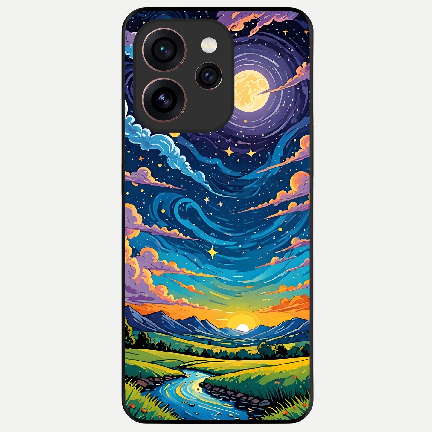  Dreamy Night Landscape Glass Case For Oppo Reno 15 Pro back cover – full design glossy printed glass finish