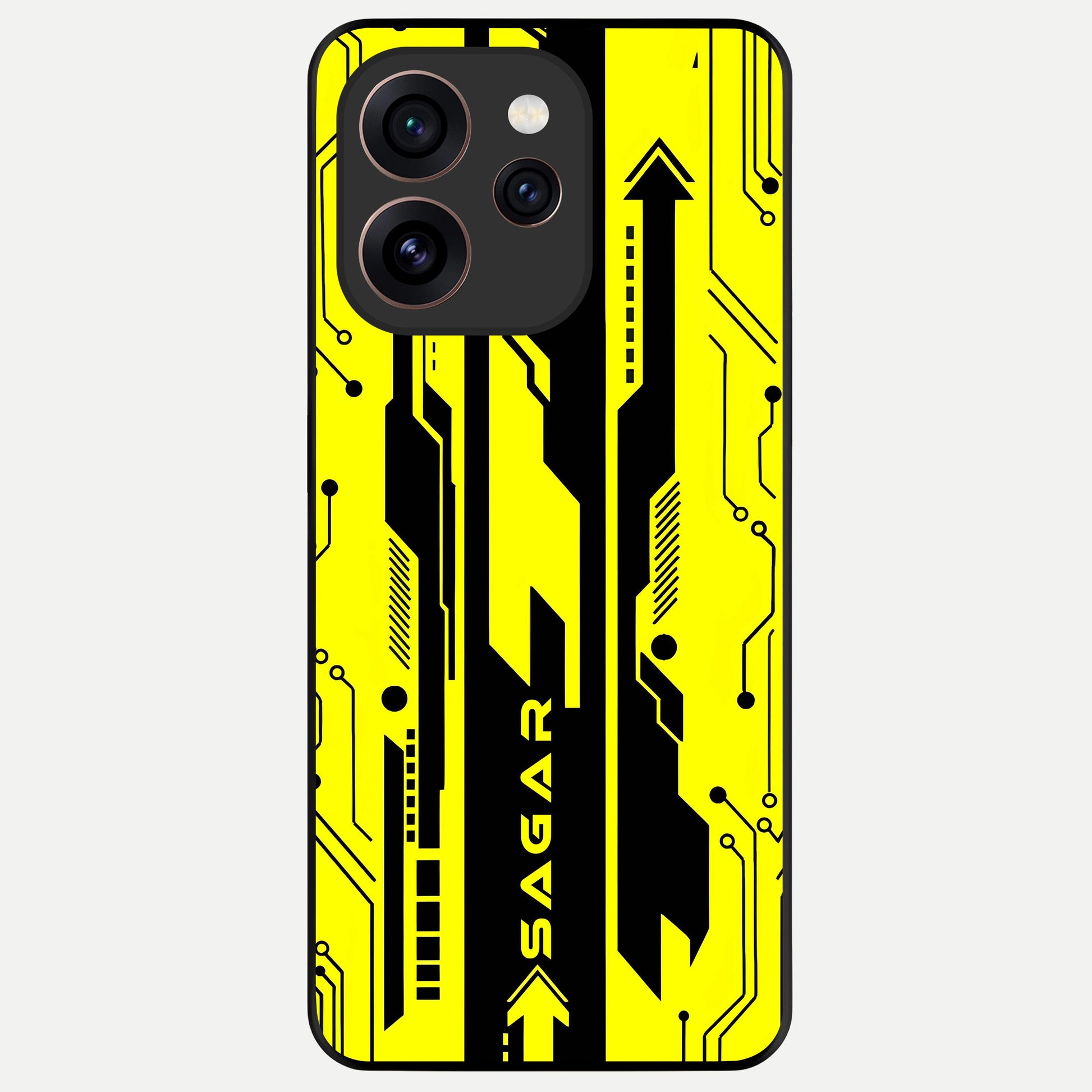  Electric Pulse CYBERPUNK Custom Name Glass Case For Oppo Reno 15 Pro back cover – full design glossy printed glass finish