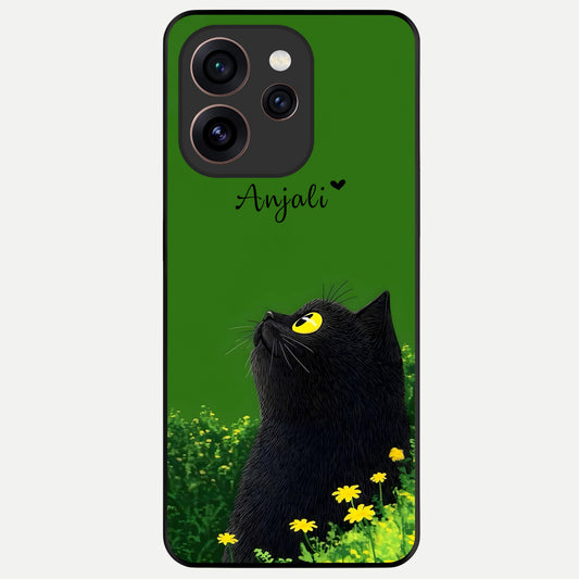  Emerald Cat Custom Name Glass Case For Oppo Reno 15 Pro back cover – full design glossy printed glass finish