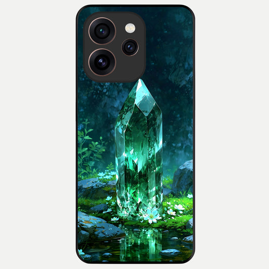  Emerald Light Crystal Glass Case For Oppo Reno 15 Pro back cover – full design glossy printed glass finish