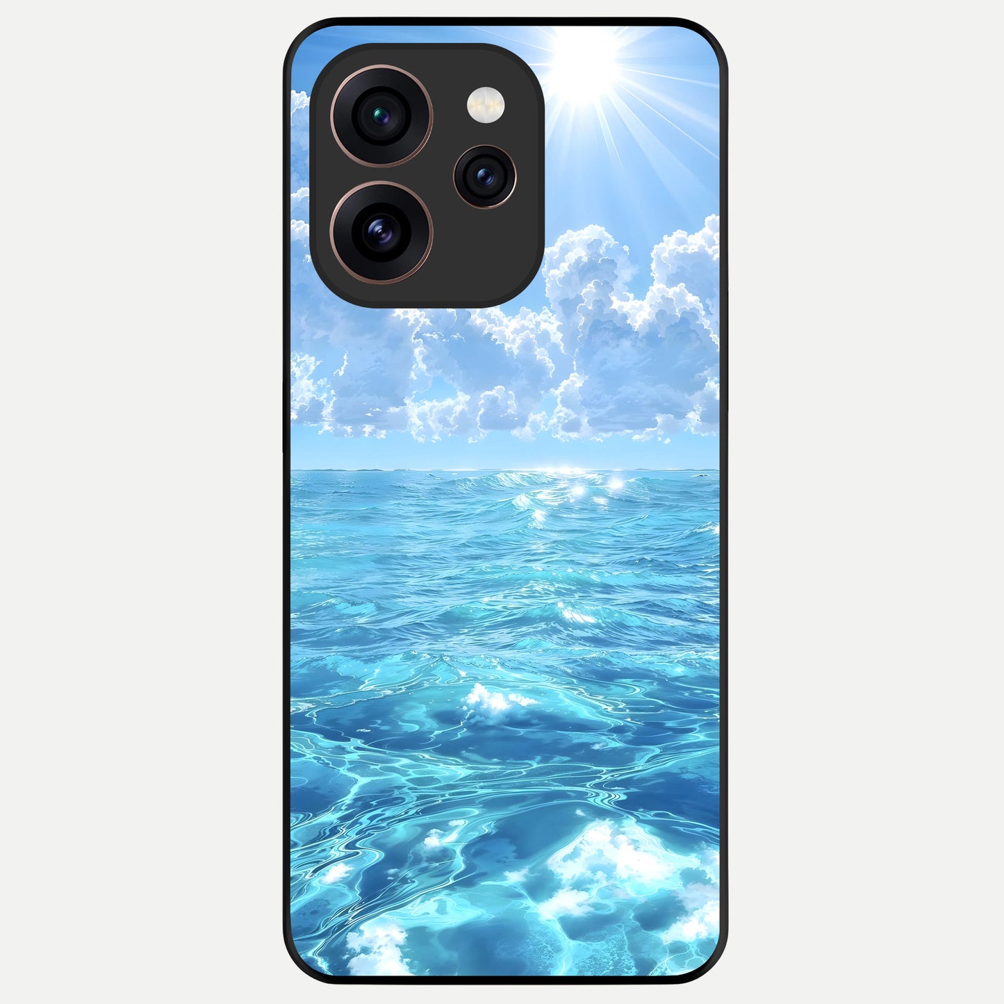  Endless Ocean Horizon Glass Case For Oppo Reno 15 Pro back cover – full design glossy printed glass finish