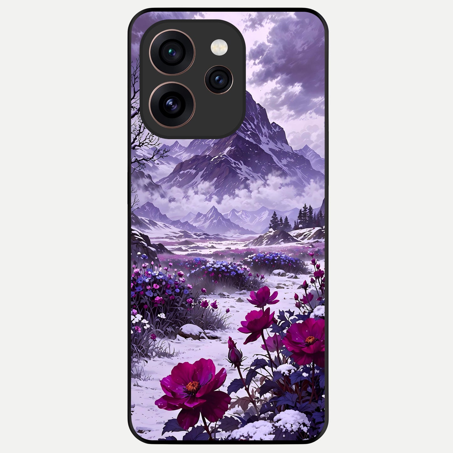  Flower Mountain View Glass Case For Oppo Reno 15 Pro back cover – full design glossy printed glass finish