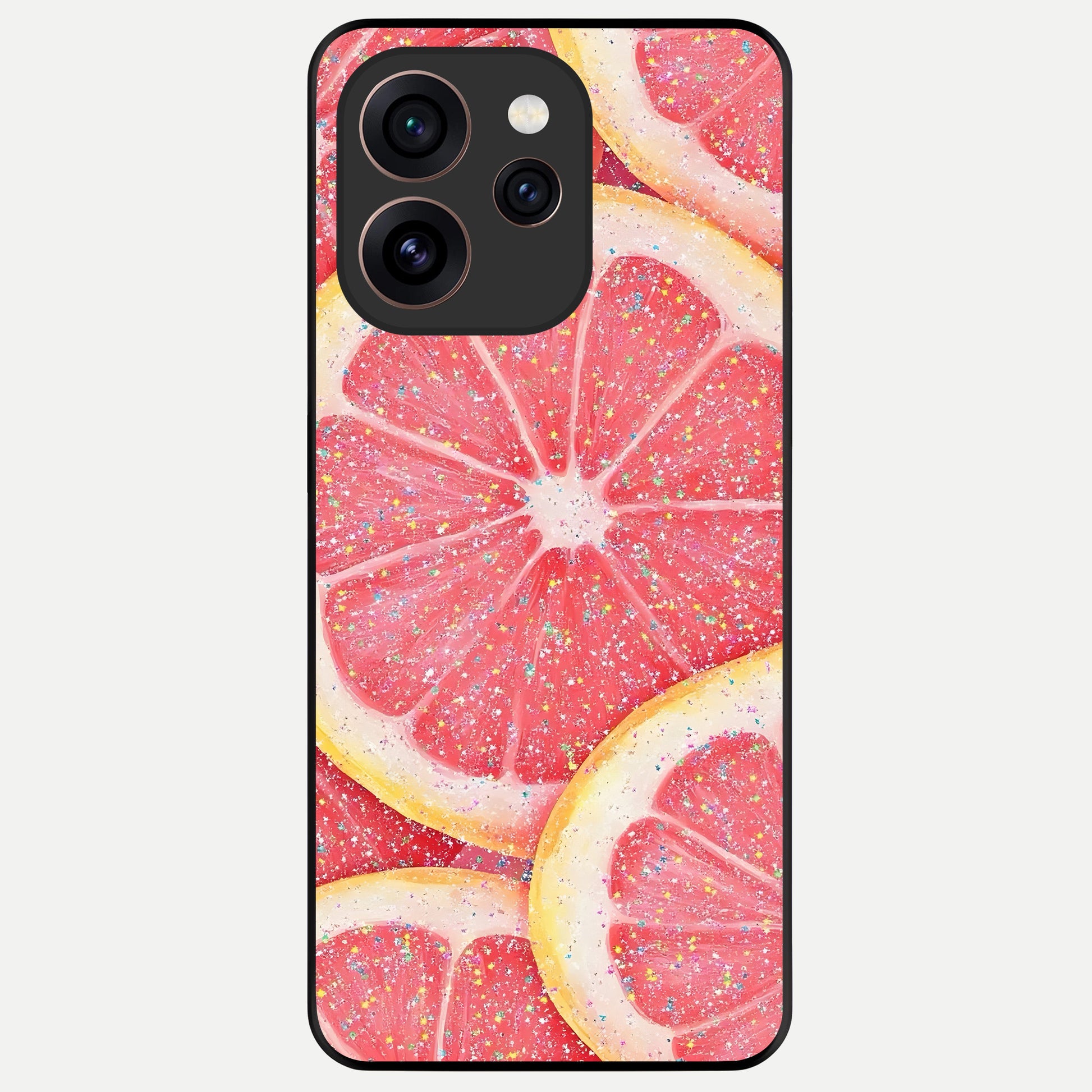  Glitter Grapefruit Glass Case For Oppo Reno 15 Pro back cover – full design glossy printed glass finish