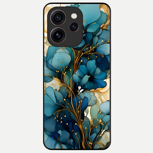  Golden Bloom Symphony Glass Case For Oppo Reno 15 Pro back cover – full design glossy printed glass finish