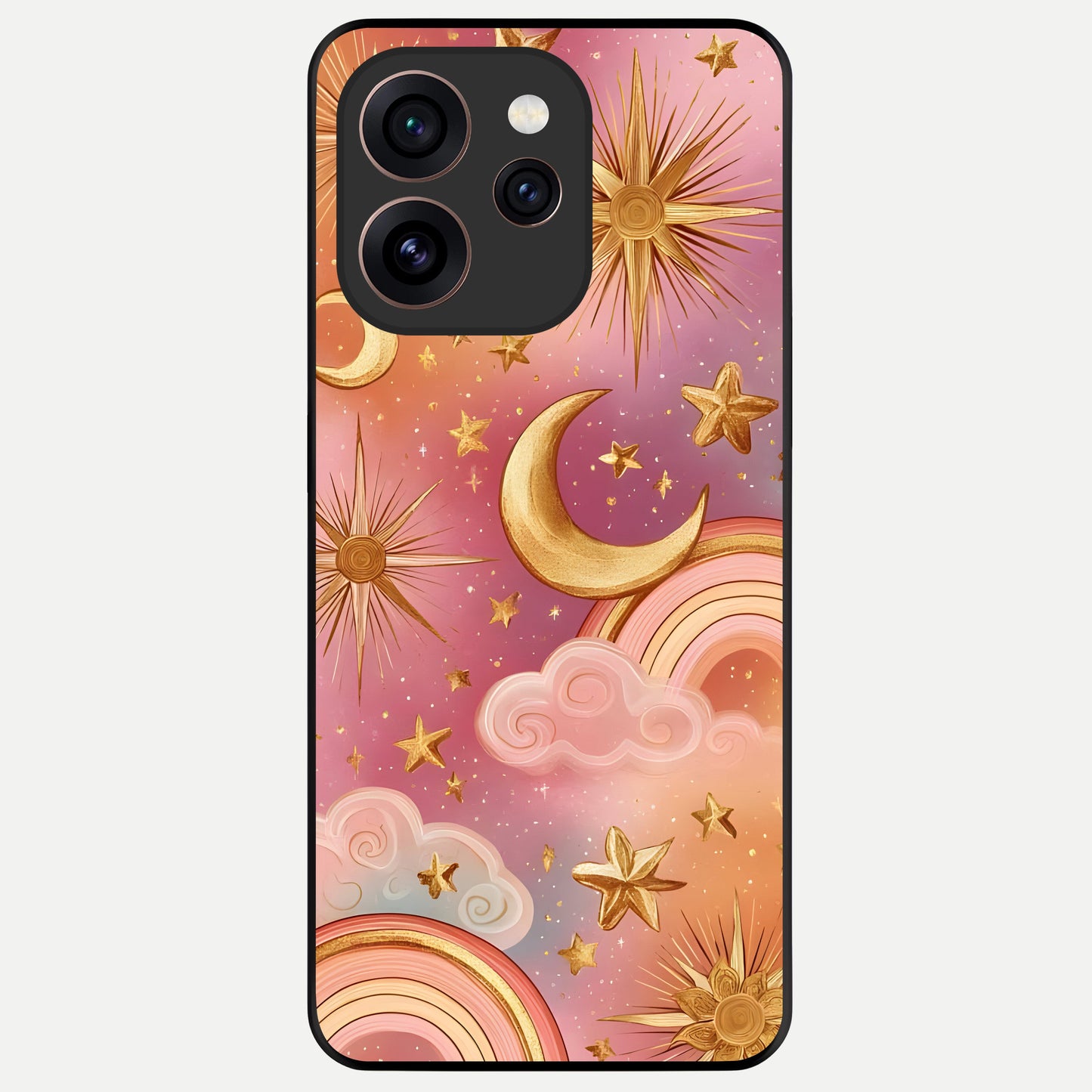  Golden Celestial Dreams Glass Case For Oppo Reno 15 Pro back cover – full design glossy printed glass finish