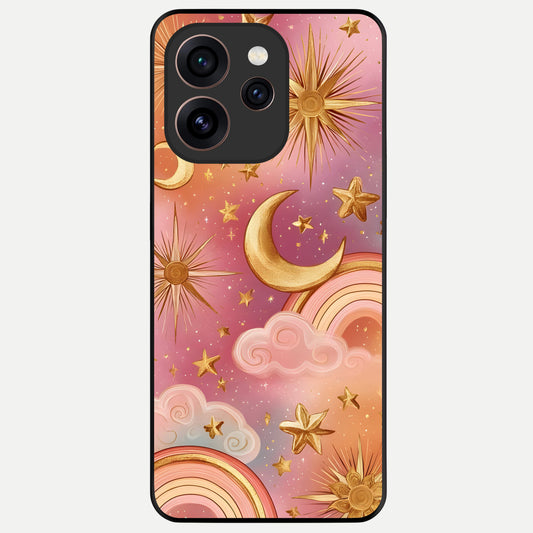  Golden Celestial Dreams Glass Case For Oppo Reno 15 Pro back cover – full design glossy printed glass finish