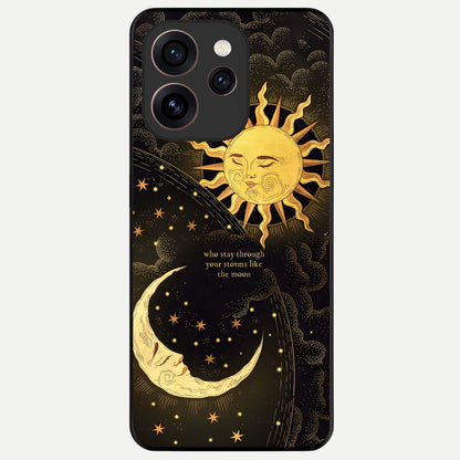  Golden Lunar Love Glass Case For Oppo Reno 15 Pro back cover – full design glossy printed glass finish