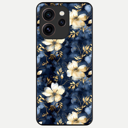  Golden Midnight Bloom Glass Case For Oppo Reno 15 Pro back cover – full design glossy printed glass finish