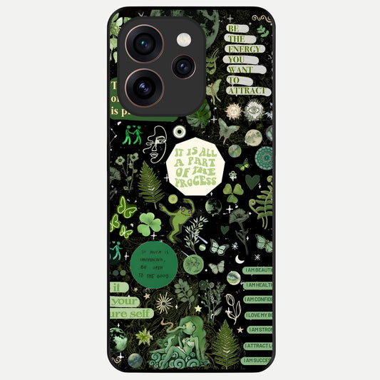  Green Mandala Pattern Glass Case For Oppo Reno 15 Pro back cover – full design glossy printed glass finish