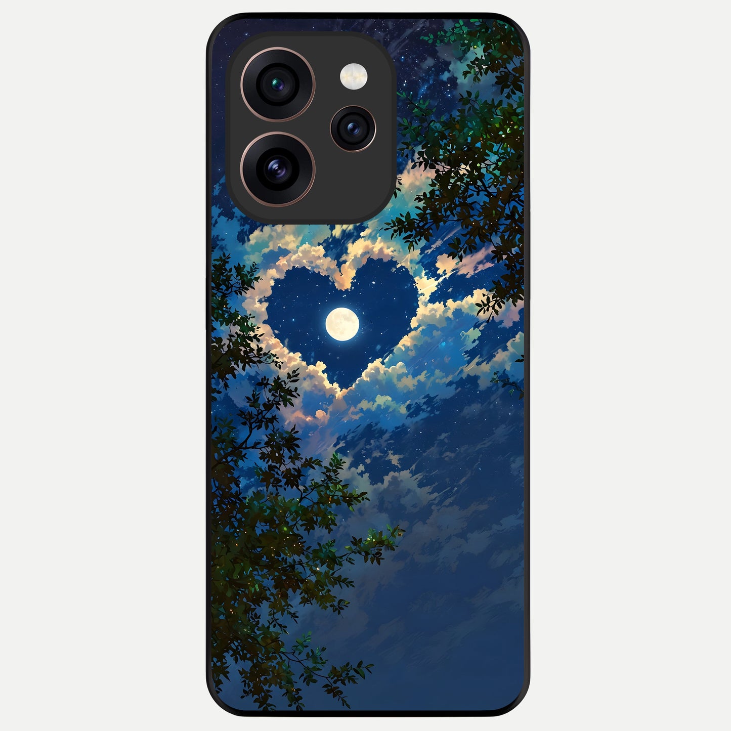  Heart With Moon Sky Glass Case For Oppo Reno 15 Pro back cover – full design glossy printed glass finish