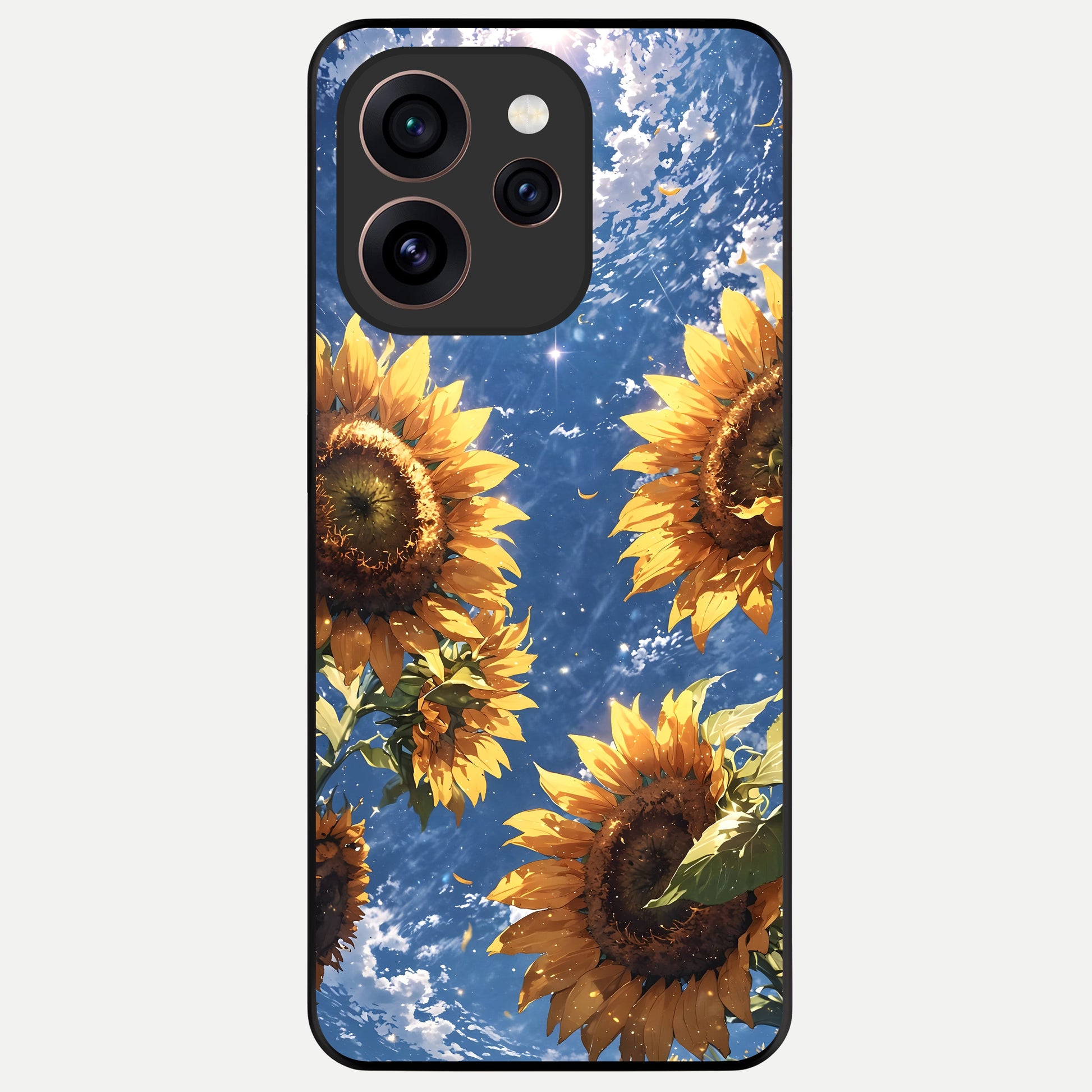  Heavenly Sunflower Rise Glass Case For Oppo Reno 15 Pro back cover – full design glossy printed glass finish