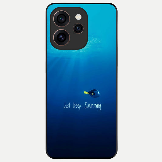  Just Keep Swimming Glass Case For Oppo Reno 15 Pro back cover – full design glossy printed glass finish