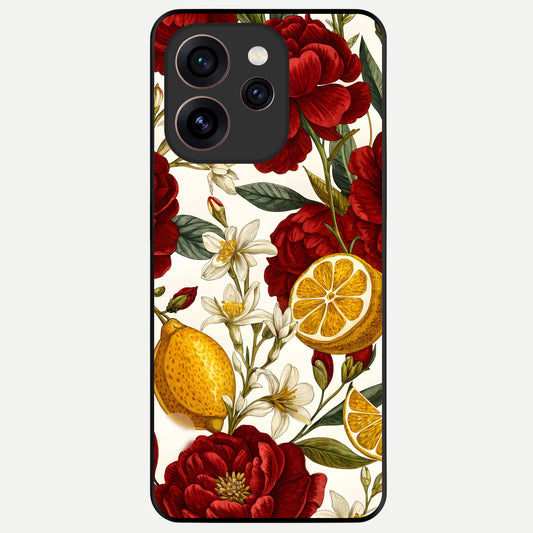  Lemon Rose Charm Glass Case For Oppo Reno 15 Pro back cover – full design glossy printed glass finish