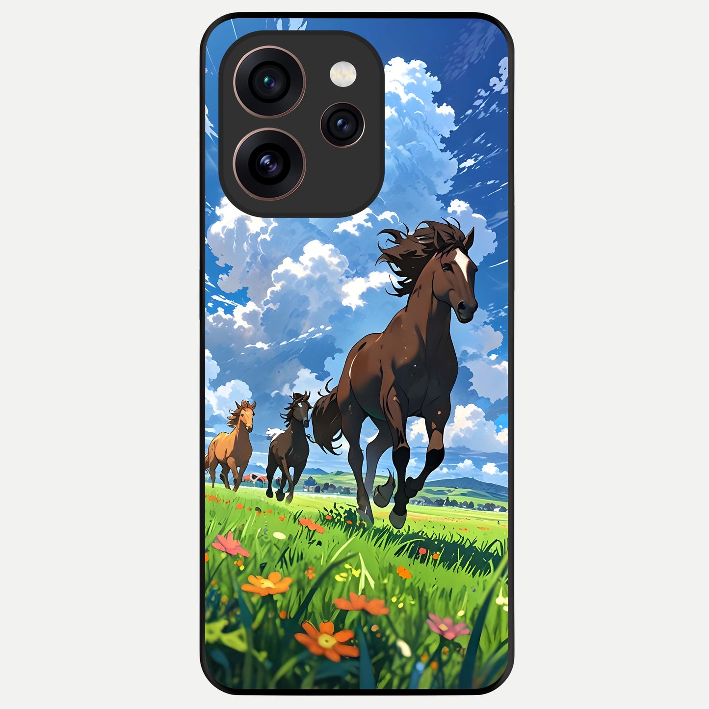 Majestic Horses Galloping Glass Case For Oppo Reno 15 Pro back cover – full design glossy printed glass finish