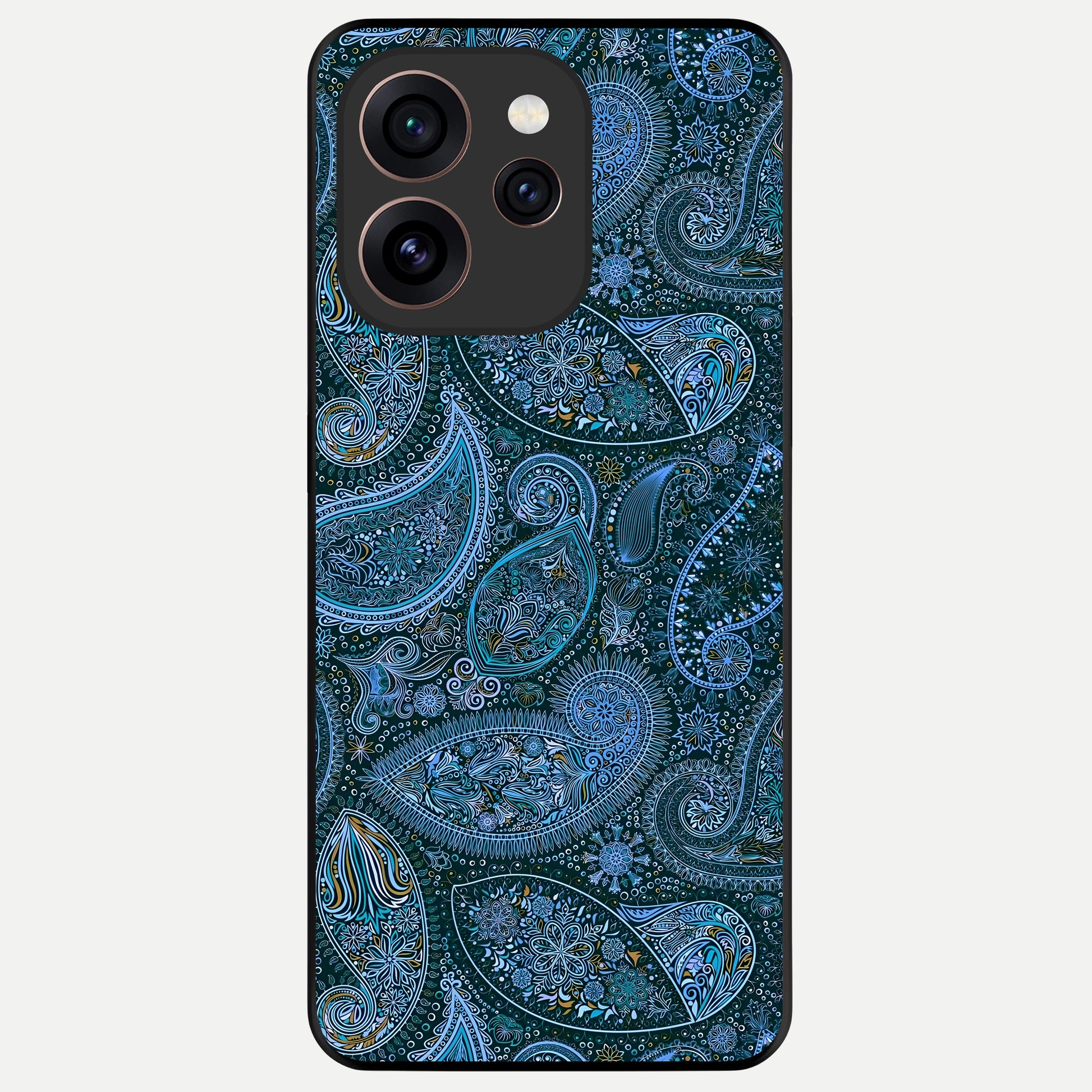  Midnight Paisley Glow Glass Case For Oppo Reno 15 Pro back cover – full design glossy printed glass finish