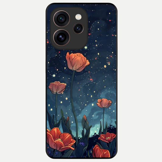  Midnight Tulip Glow Glass Case For Oppo Reno 15 Pro back cover – full design glossy printed glass finish
