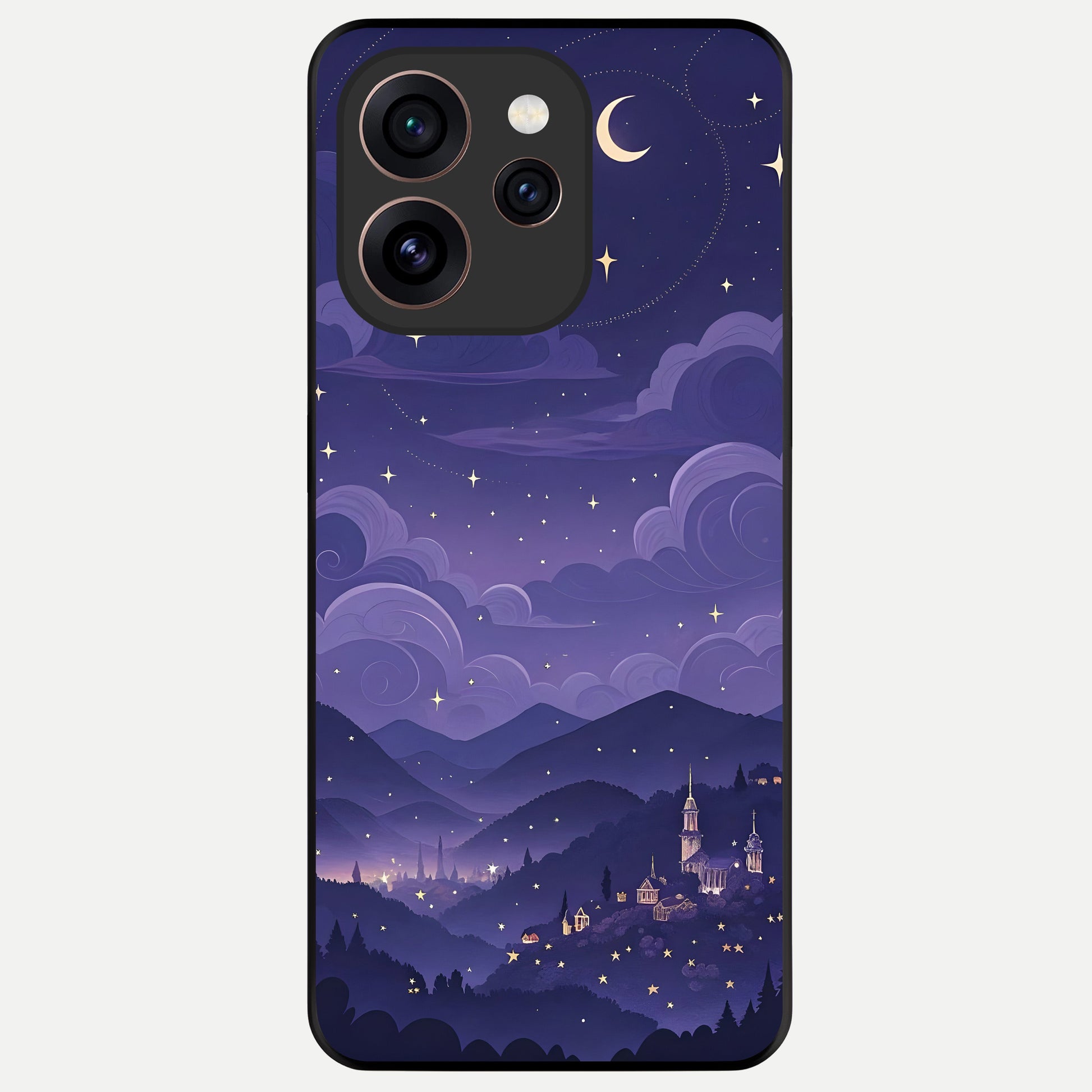  Minimal Night View Glass Case For Oppo Reno 15 Pro back cover – full design glossy printed glass finish