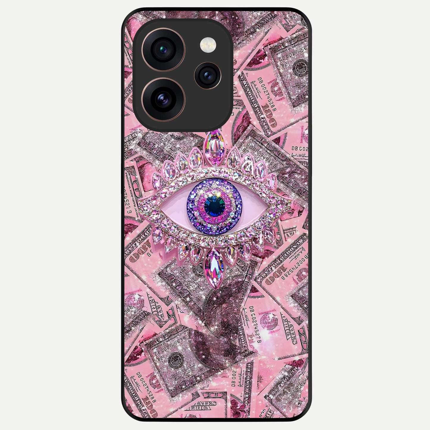  Money Eye Luxe Glass Case For Oppo Reno 15 Pro back cover – full design glossy printed glass finish