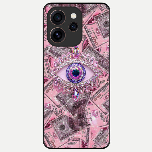  Money Eye Luxe Glass Case For Oppo Reno 15 Pro back cover – full design glossy printed glass finish