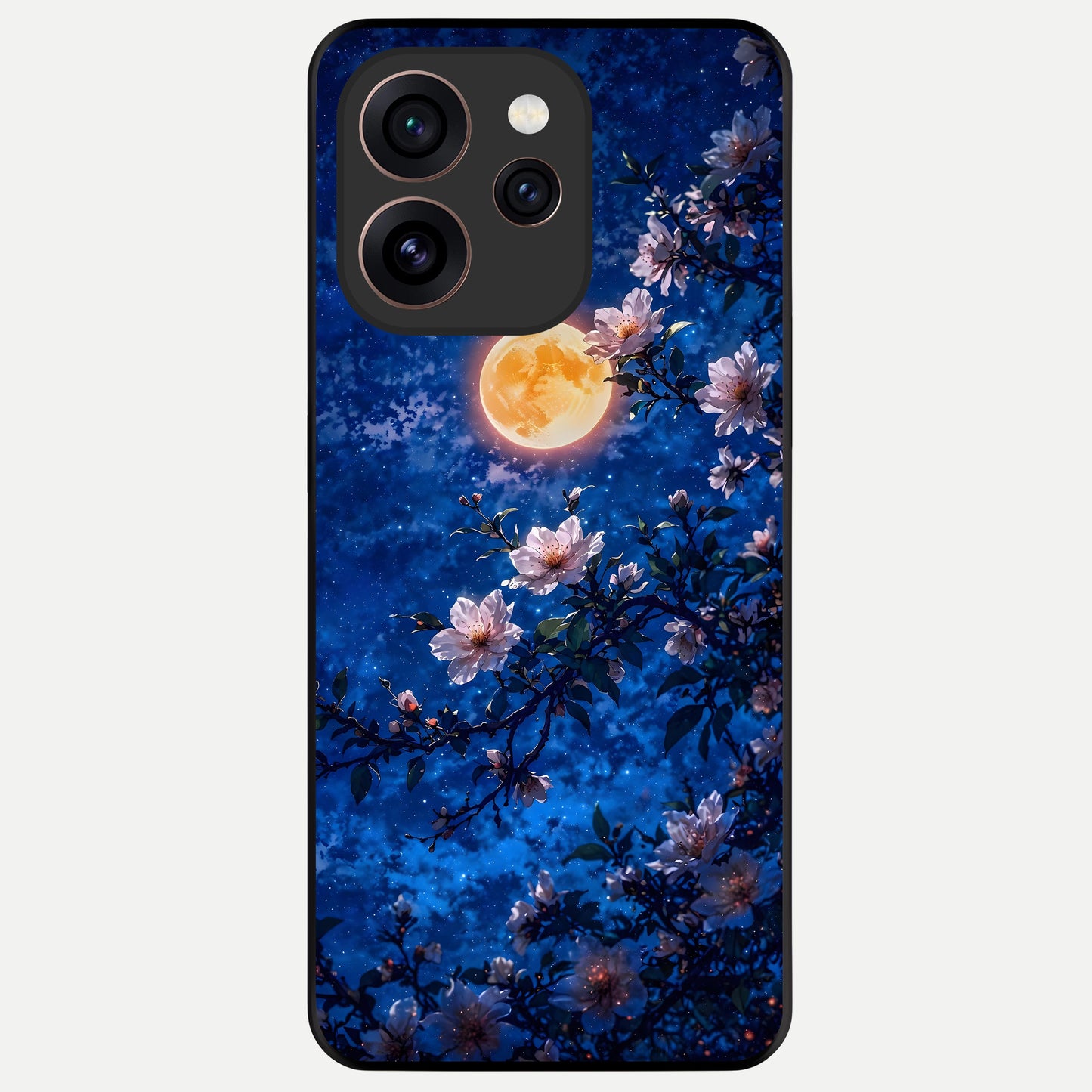  Moonlit Blossoms Night Glass Case For Oppo Reno 15 Pro back cover – full design glossy printed glass finish