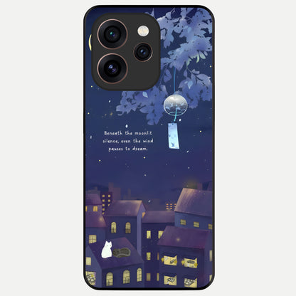  Moonlit Cat Silence Glass Case For Oppo Reno 15 Pro back cover – full design glossy printed glass finish
