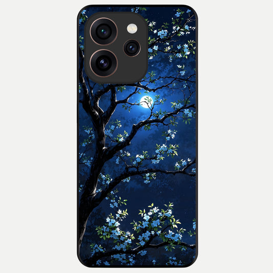  Mystic Floral Night Glass Case For Oppo Reno 15 Pro back cover – full design glossy printed glass finish