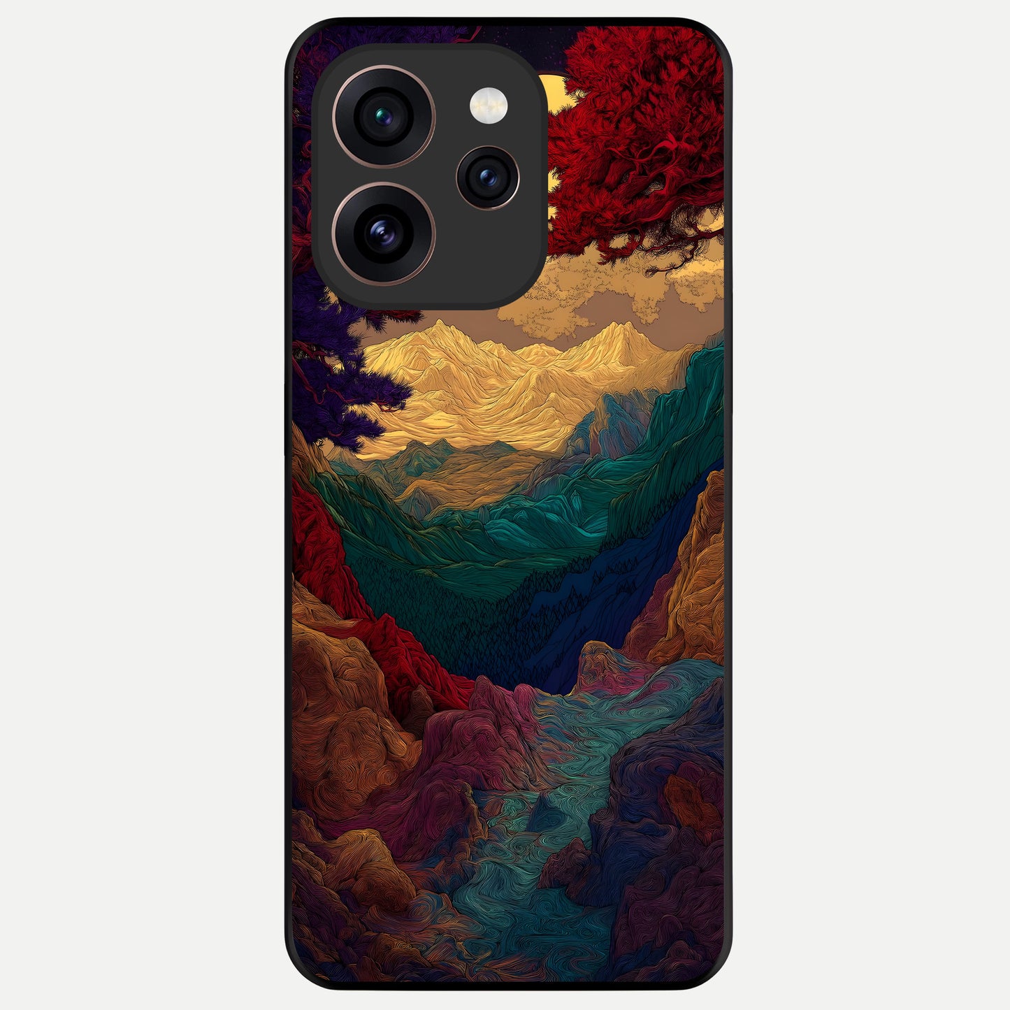  Mystic Valley Light Glass Case For Oppo Reno 15 Pro back cover – full design glossy printed glass finish