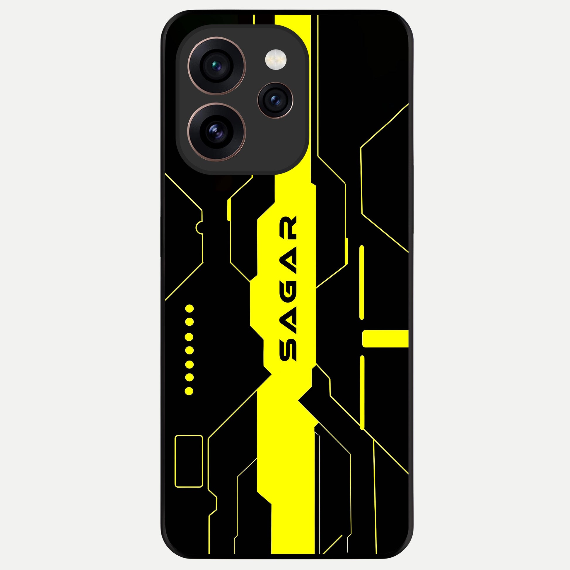  Neon CYBERPUNK Custom Name Glass Case For Oppo Reno 15 Pro back cover – full design glossy printed glass finish