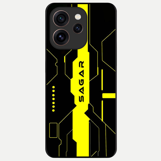  Neon CYBERPUNK Custom Name Glass Case For Oppo Reno 15 Pro back cover – full design glossy printed glass finish