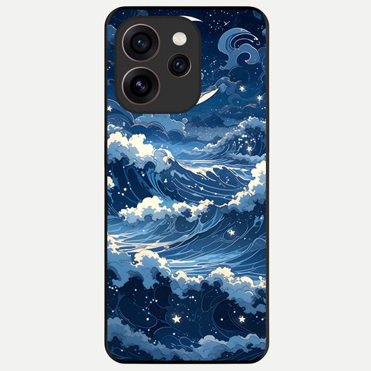  Ocean Moon Waves Glass Case For Oppo Reno 15 Pro back cover – full design glossy printed glass finish